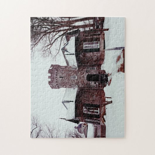Prachtig! Puzzel - Kasteelhuis in de winter Legpuzzel (Verticaal)