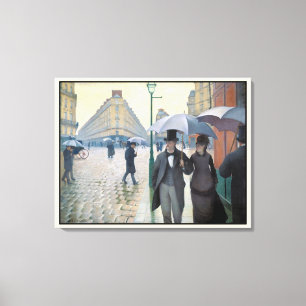 Prachtig realistisch schilderij Rainy day in Parij Canvas Afdruk