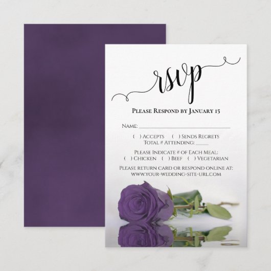 Prachtig reflecterend Amethyst Paars Roos bruiloft RSVP Kaartje (Voorkant / Achterkant)