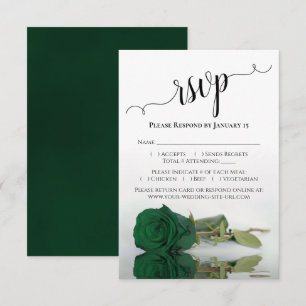Prachtig reflecterend Emerald Green Roos Wedding RSVP Kaartje