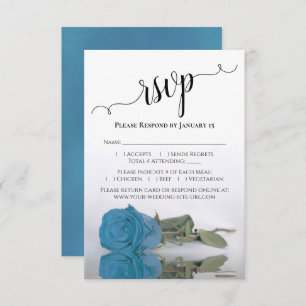 Prachtig reflecterend Turquoise Blue Roos Wedding RSVP Kaartje