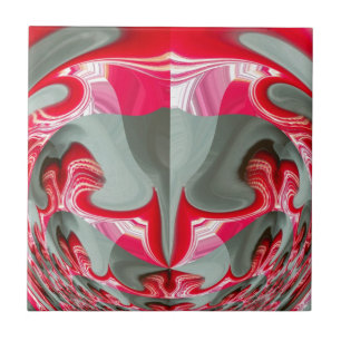 Prachtig Rood as grijs geometrisch motief ART desi Tegeltje