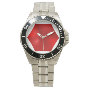 PRACHTIG ROOD KLASSIEK ROESTVRIJ STAAL HORLOGE