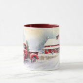 Prachtig rood  vrachtwagen winterlandschap mok (Midden)