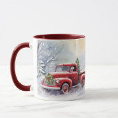 Prachtig rood  vrachtwagen winterlandschap mok (Links)