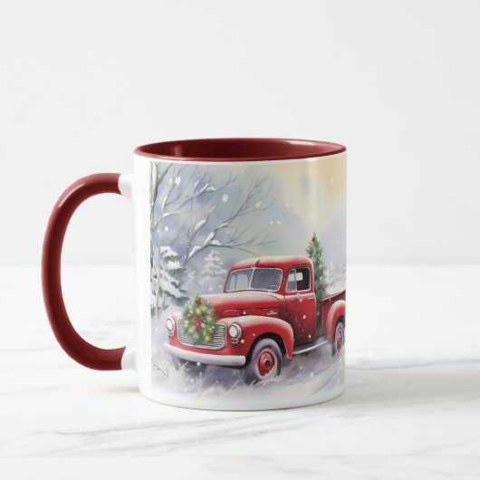 Prachtig rood  vrachtwagen winterlandschap mok (Links)