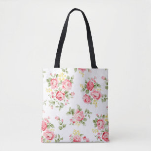 Prachtig roos bloempatroon, kleine florale bouqu draagtas