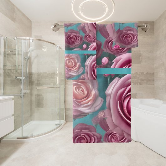 Prachtig roos patroon in uiterlijk bad handdoek