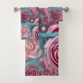 Prachtig roos patroon in uiterlijk bad handdoek (Insitu)