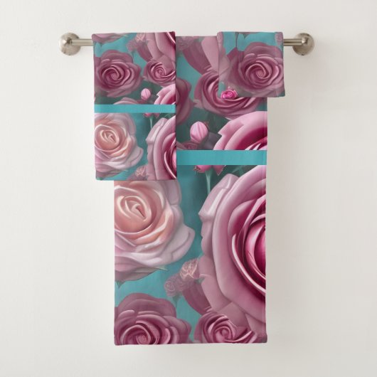 Prachtig roos patroon in uiterlijk bad handdoek (Insitu)