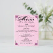 Prachtig Roos Wedding Dinner Menu Dank u (Staand voorkant)