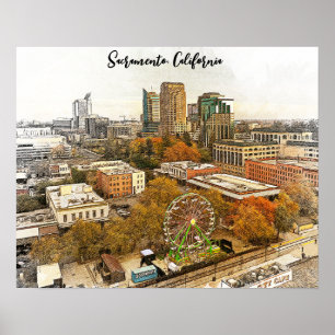 Prachtig Sacramento California City Uitzicht Poster