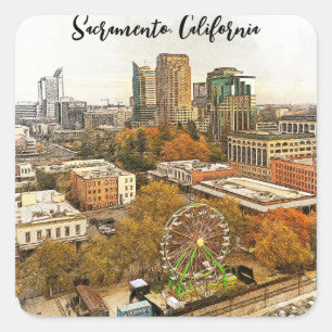 Prachtig Sacramento California City Uitzicht Vierkante Sticker
