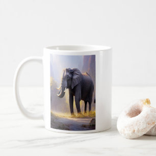Prachtig schilderen van een olifant in zijn Natuur Koffiemok