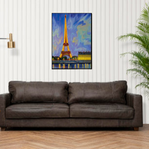 Prachtig schilderij van Eiffeltoren. Canvas Afdruk