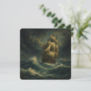 Prachtig schip op zee Olie Kunst Wenskaart Kaart