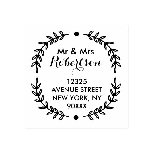 prachtig scriptadres 	rubberstempel (Afrduk)