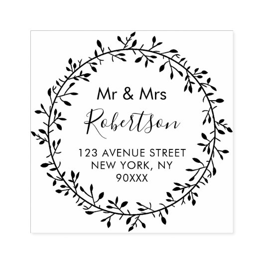 prachtig scriptadres 	rubberstempel (Afrduk)