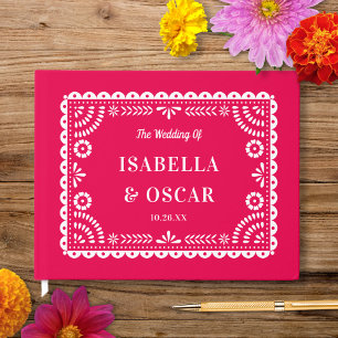 Prachtig Sierlijk Papel Picado Roze Trouw Gastenboek