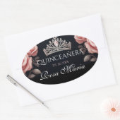 Prachtig Spaans Quinceañera Roos Ovale Sticker (Envelop)