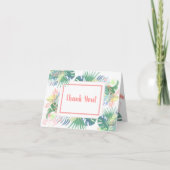 Prachtig Sprookje Voor Twee Flamingo Tropische Blo Bedankkaart (Voorkant)