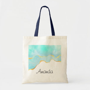 Prachtig Tropisch Groen met Gold Border Tote Bag