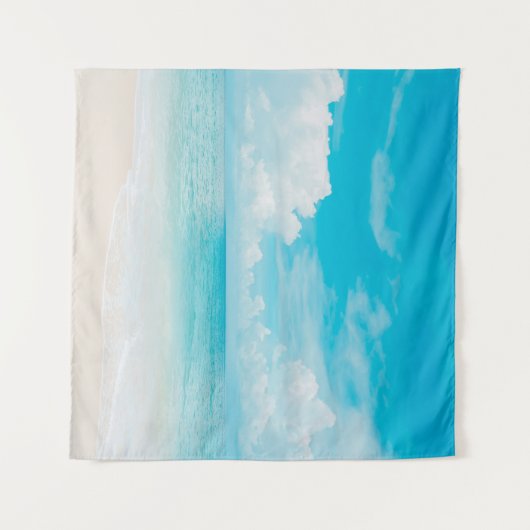 Prachtig tropisch strand met blauwe lucht en witte wandkleed (Voorkant (horizontaal))