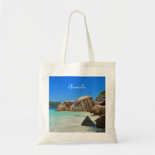 Prachtig tropisch Zee met rotskoverkusten Tote Bag