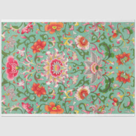 Prachtig turquoise bloemendecoupage papier