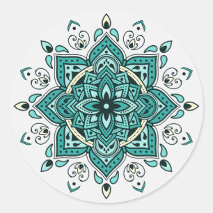 Prachtig turquoise mandala design ronde sticker