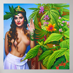 Prachtig uit de wereld dromen kosmische wiedgodin poster