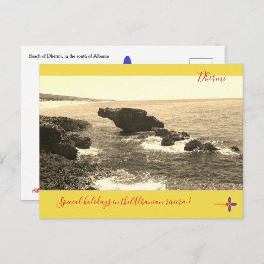 Prachtig uitzicht van het strand van Dhërmi in de  Feestdagenkaart (Voorkant / Achterkant)