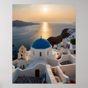 Prachtig uitzicht van Santorini Poster