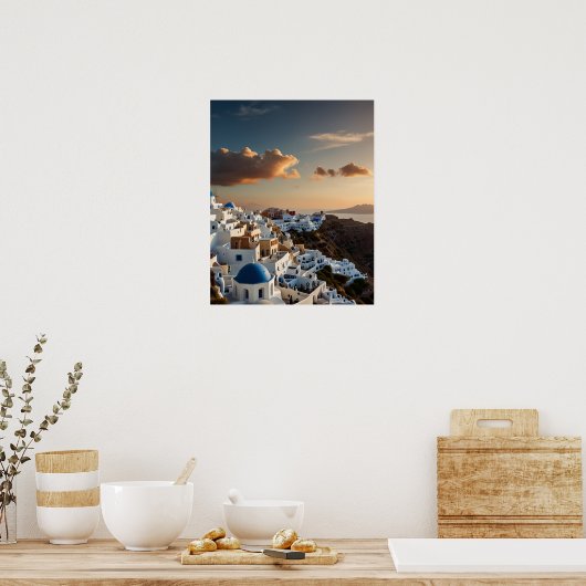 Prachtig uitzicht van Santorini Poster (Keuken)