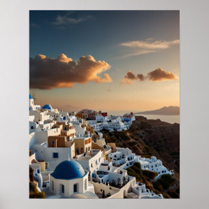 Prachtig uitzicht van Santorini Poster