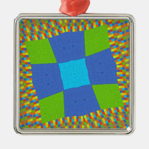 Prachtig Verbazingwekkend Groen Blauw Cyaan Art Pr Metalen Ornament
