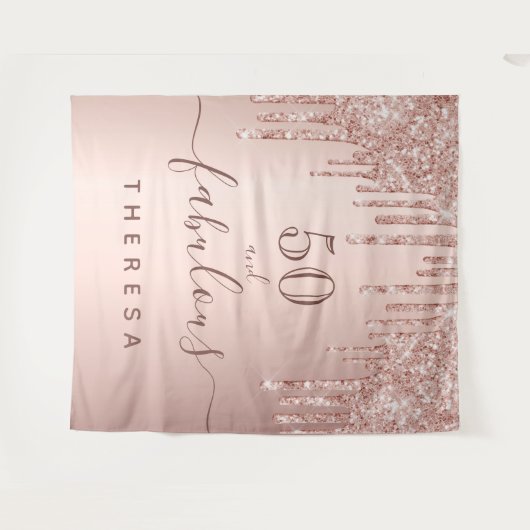 Prachtig verjaardagsfeest glinsterend roze goud fo wandkleed (Voorkant (horizontaal))