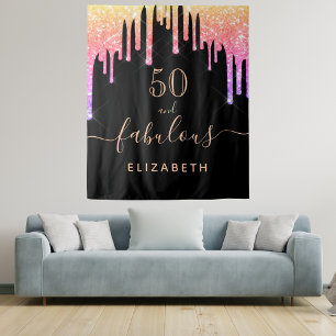 Prachtig verjaardagsfeest glitters zwart glans wandkleed
