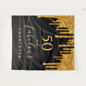 Prachtig verjaardagsfeest glitters zwart gouden sa wandkleed (Voorkant (horizontaal))