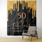 Prachtig verjaardagsfeest glitters zwart gouden sa wandkleed (In situ)