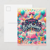 Prachtig verjaardagsfeestje briefkaart (Voorkant / Achterkant)