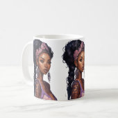 Prachtig versierde vrouw koffiemok (Voorkant links)