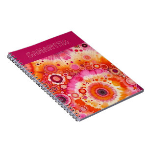 Prachtig vette oranje roze batik cirkel kunstpatro notitieboek