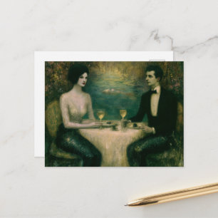 Prachtig Vintage Zeemeermin Koppel Eettafel Feestj Briefkaart