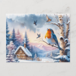 Prachtig vogel- en winterlandschap 15 briefkaart