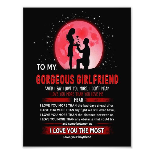 Prachtig Vriendin | Naar mijn prachtige Vriendin Foto Afdruk (Voorkant)