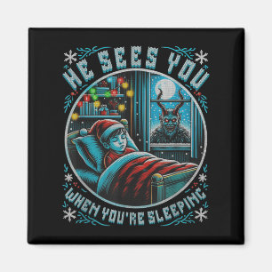 Prachtig vrolijke Krampus hij ziet je vintage ho Magneet