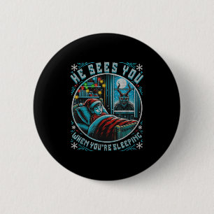Prachtig vrolijke Krampus hij ziet je vintage ho Ronde Button 5,7 Cm