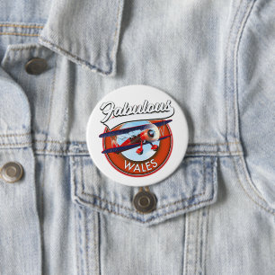 Prachtig Wales retro stijl reis patch Ronde Button 7,6 Cm
