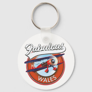 Prachtig Wales retro stijl reis patch Sleutelhanger